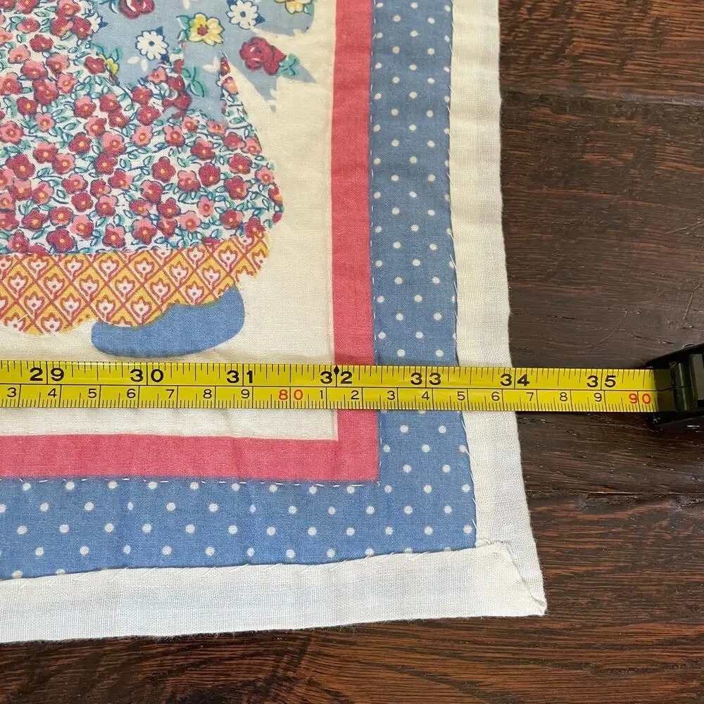 Sunbonnet Sue Baby Quilt Vtg Handmade Nursery Crib Blanket Hanging Panel Blocks